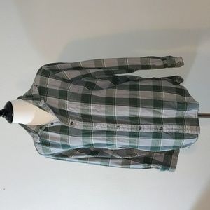 Green and Gray Plaid Flannel Size Large